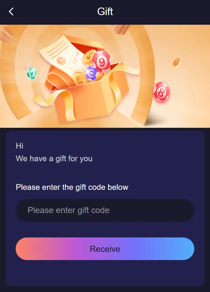 Jai Club gift code page for redeeming Telegram promo codes