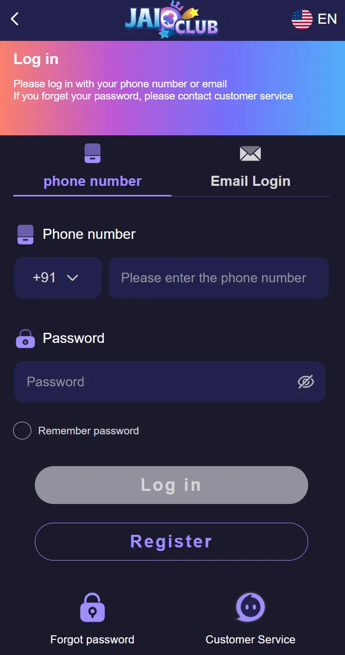 Jai Club game lobby with Wingo slots Aviator and casino style categories
