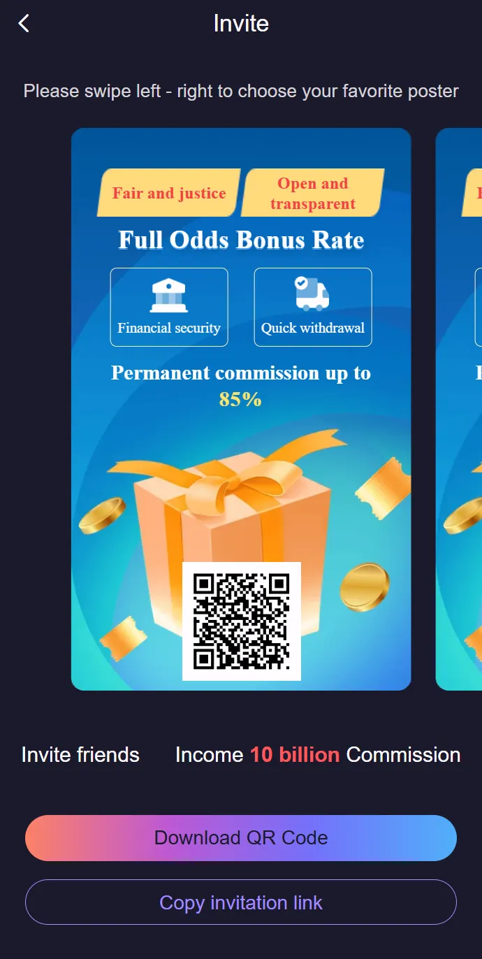 Jai Club invite code and refer earn reward screen