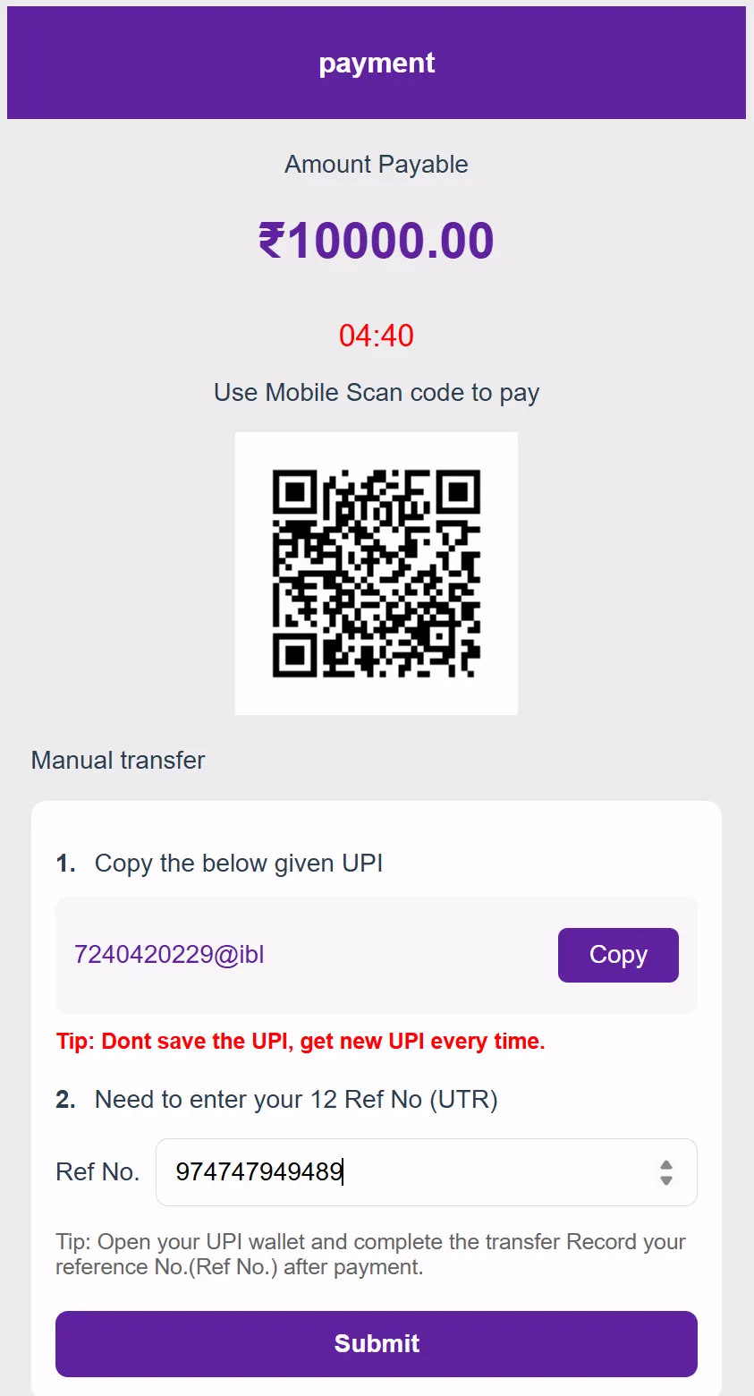 Jai Club wallet recharge and deposit screen example